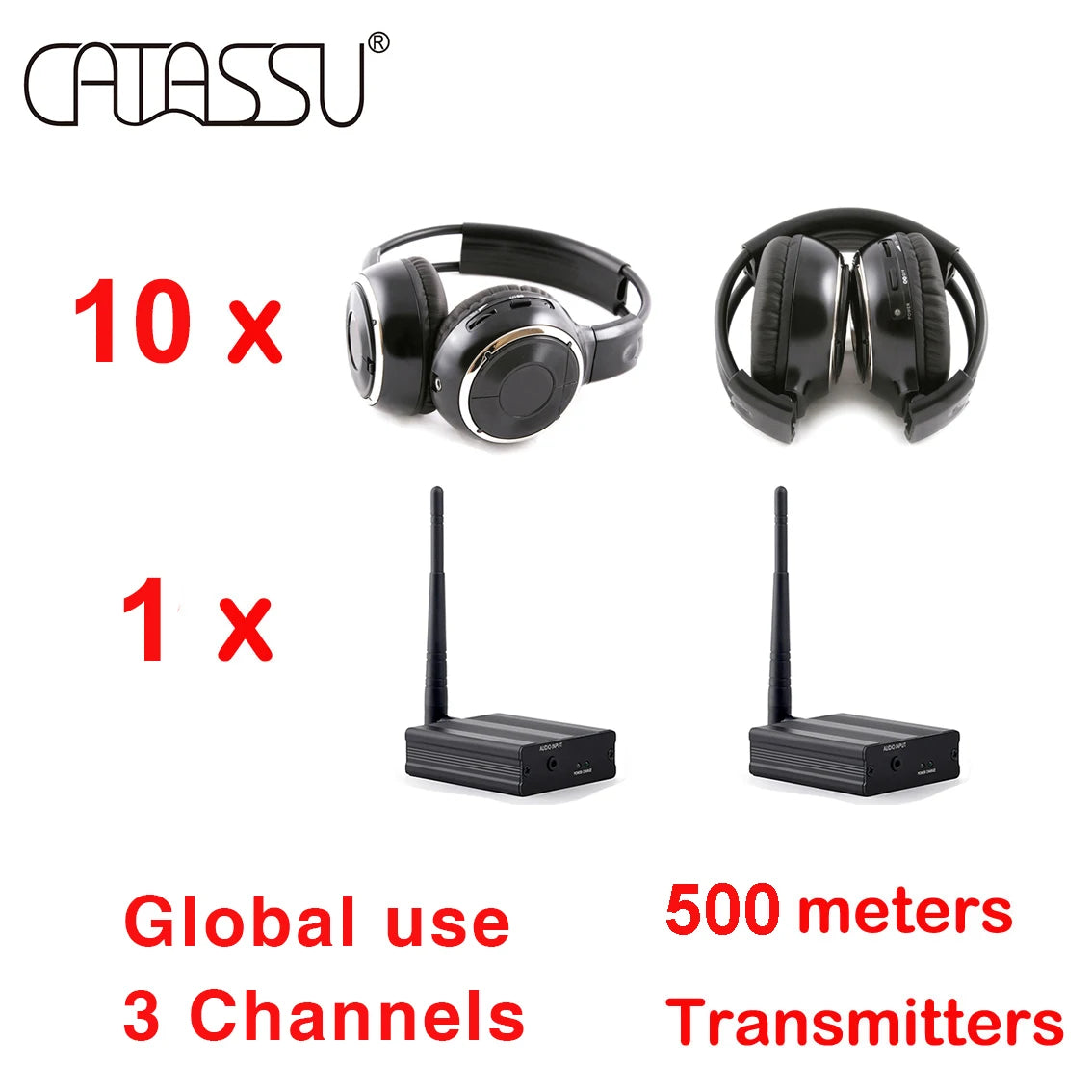 RF Silent Disco Foldable Wireless Headphone Bundle  500m Distance for Party Meeting DJ Film --10~100 Pcs Pack with 1 Transmitter