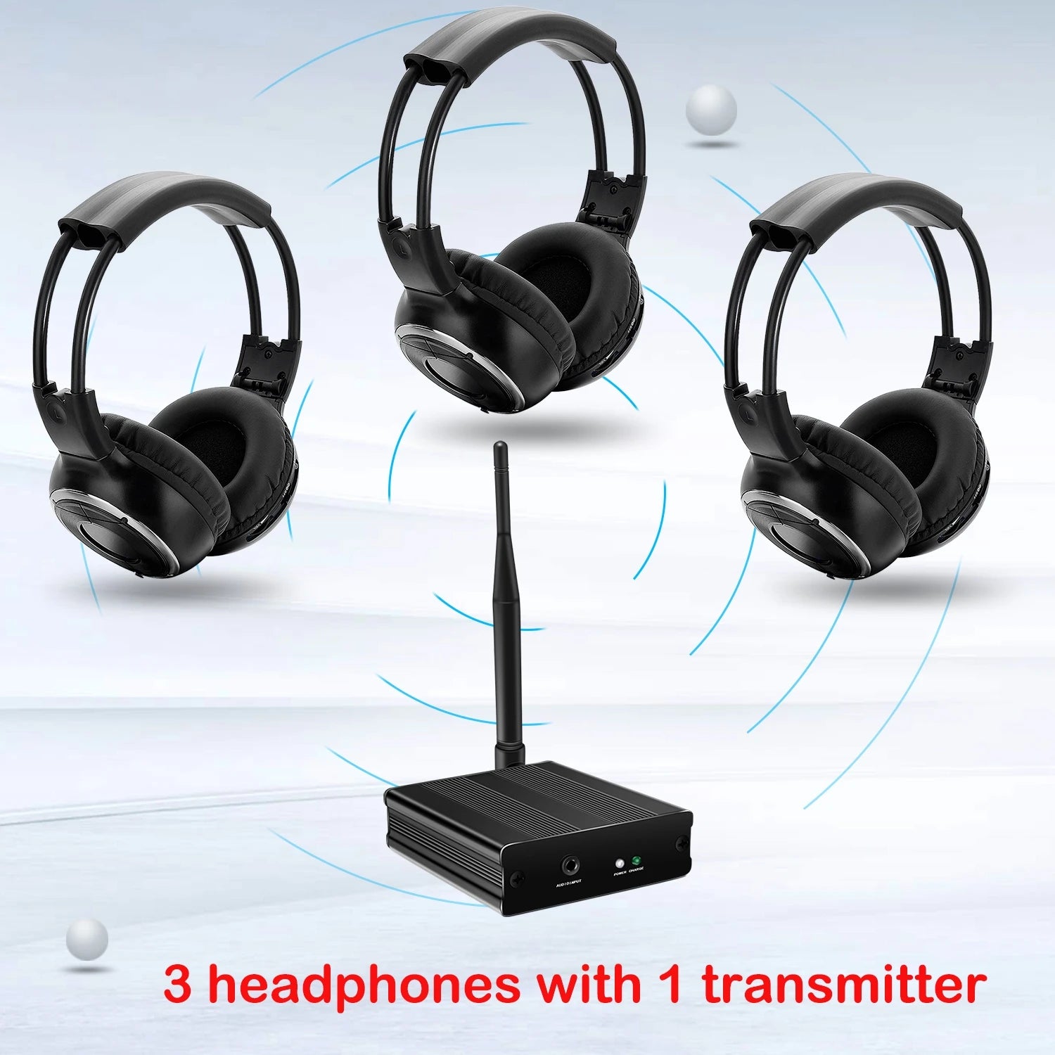 RF Silent Disco Foldable Wireless Headphones Bundle (3 Pcs with 1 Transmitter in 500m) --House Party TV Dancing