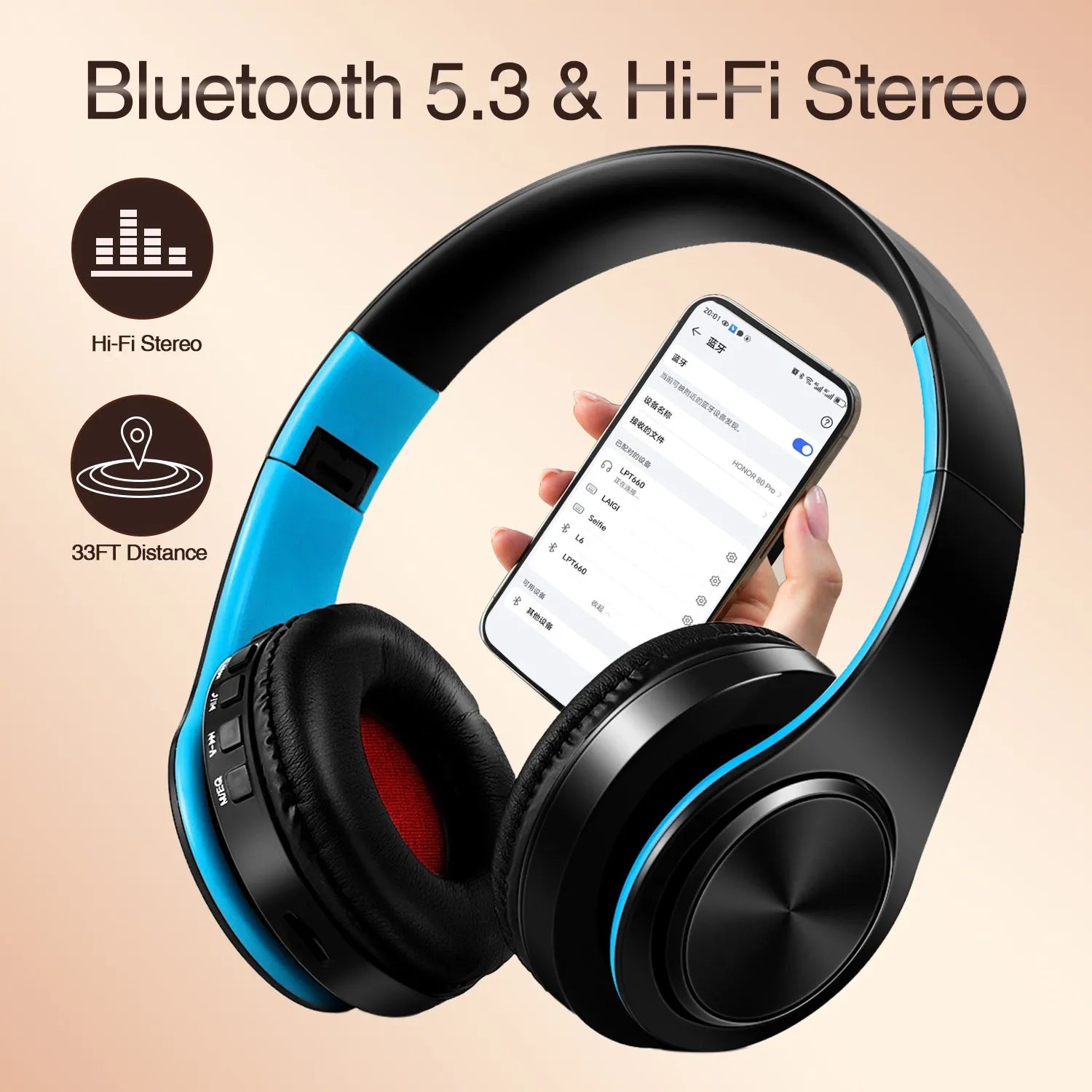2024 NEW Bluetooth Wireless Headphones Stereo Earphone Headset Support FM TF Card With Built-in MIC for MP3 PC iPod Cell Phone